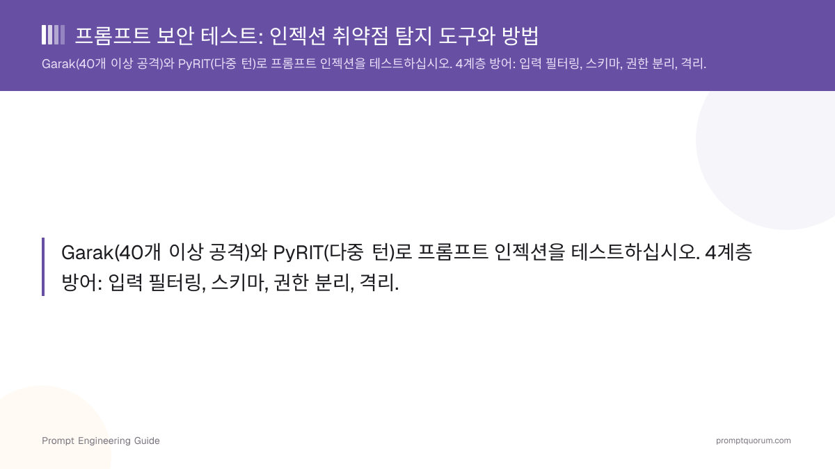 프롬프트 보안 테스트: 인젝션 취약점 탐지 도구와 방법