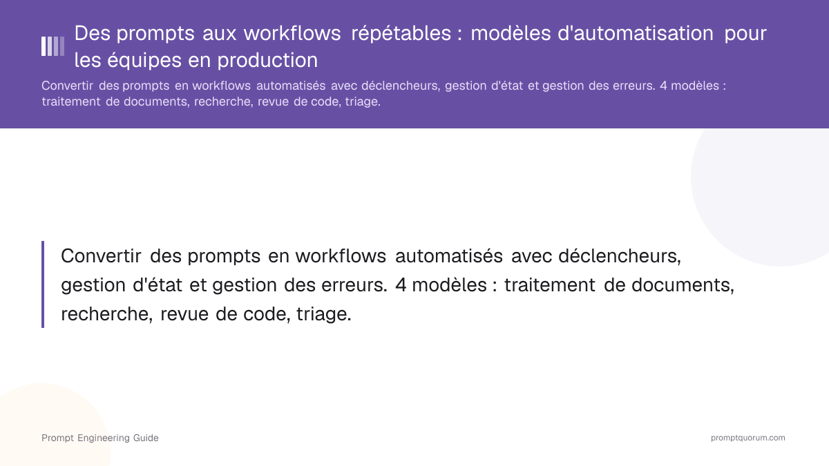 Des prompts aux workflows répétables : modèles d'automatisation pour les équipes en production