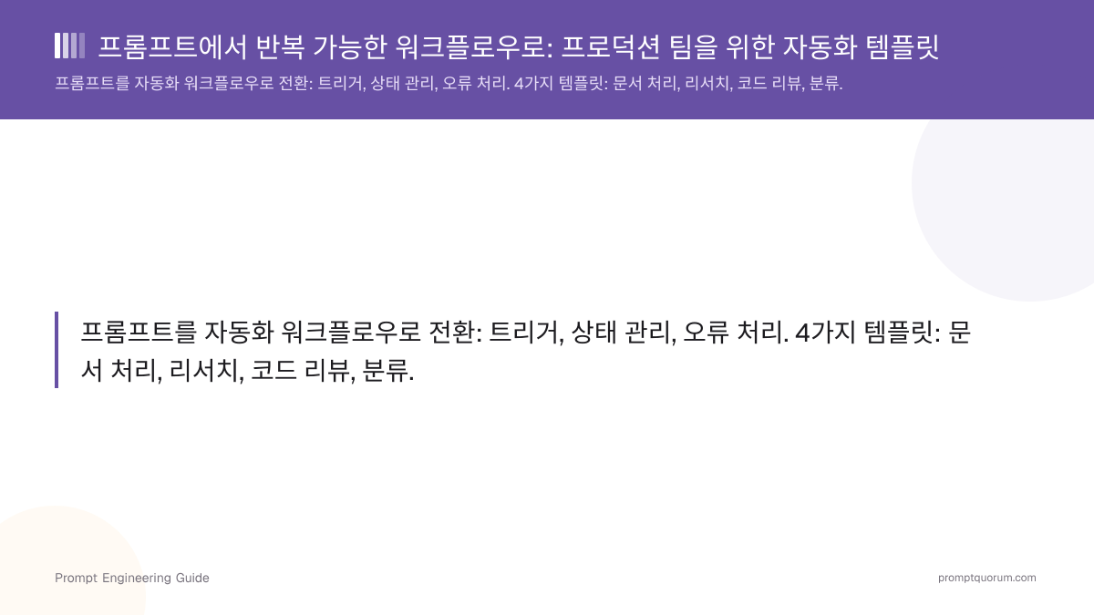 프롬프트에서 반복 가능한 워크플로우로: 프로덕션 팀을 위한 자동화 템플릿