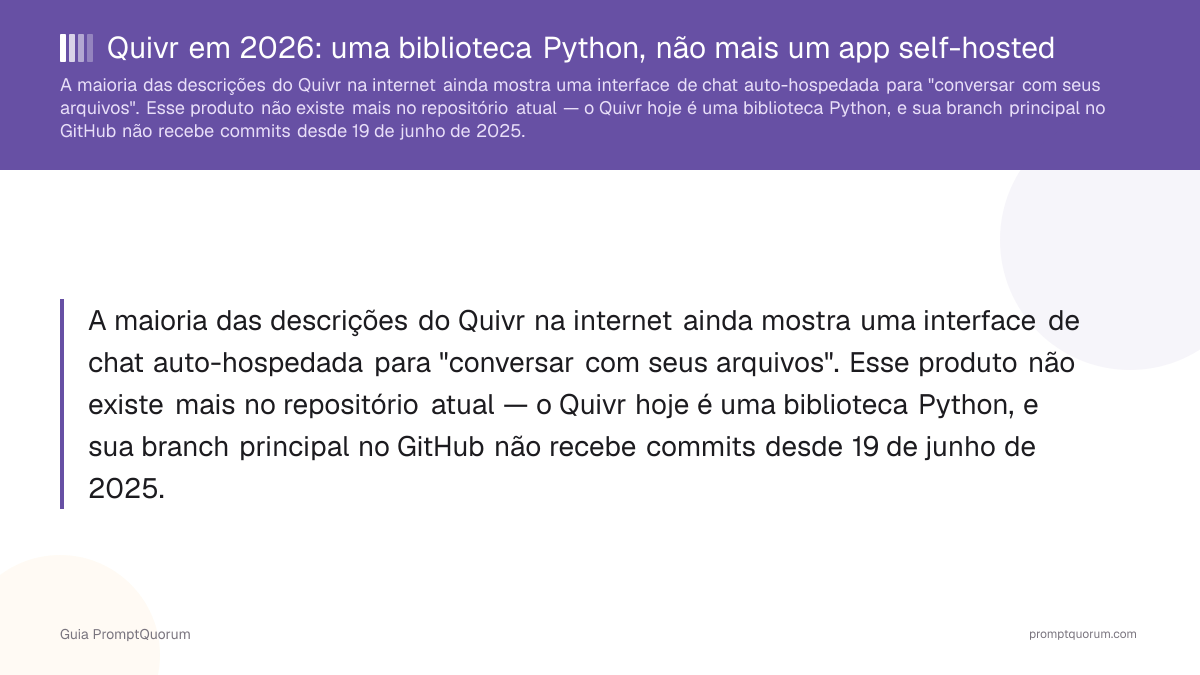 Quivr em 2026: uma biblioteca Python, não mais um app self-hosted