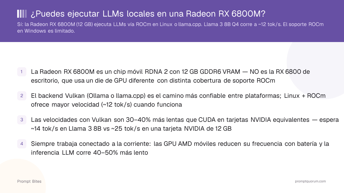 ¿Puedes ejecutar LLMs locales en una Radeon RX 6800M?