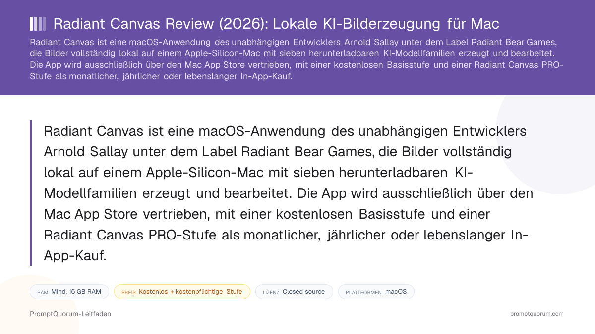 Radiant Canvas Review: Lokale KI-Bilderzeugung für Mac
