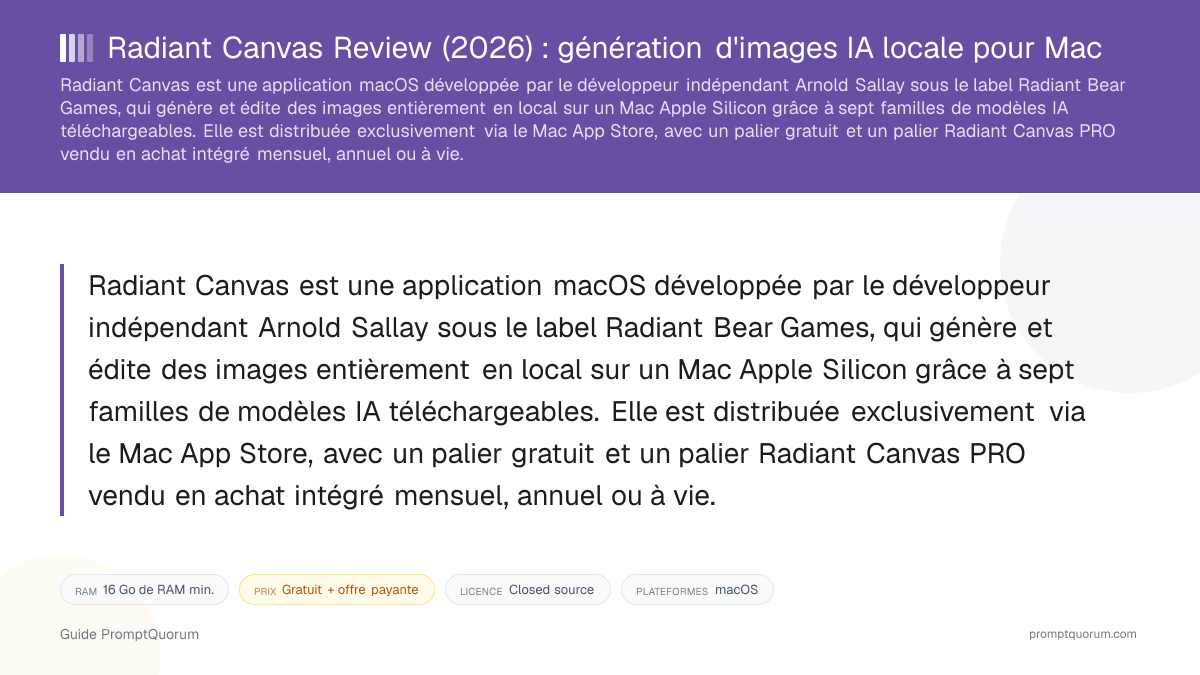 Radiant Canvas Review: génération d'images IA locale pour Mac