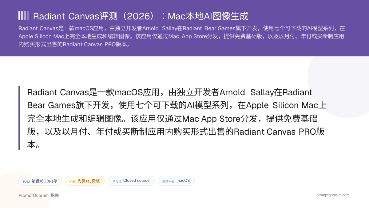 Radiant Canvas评测:Mac本地AI图像生成