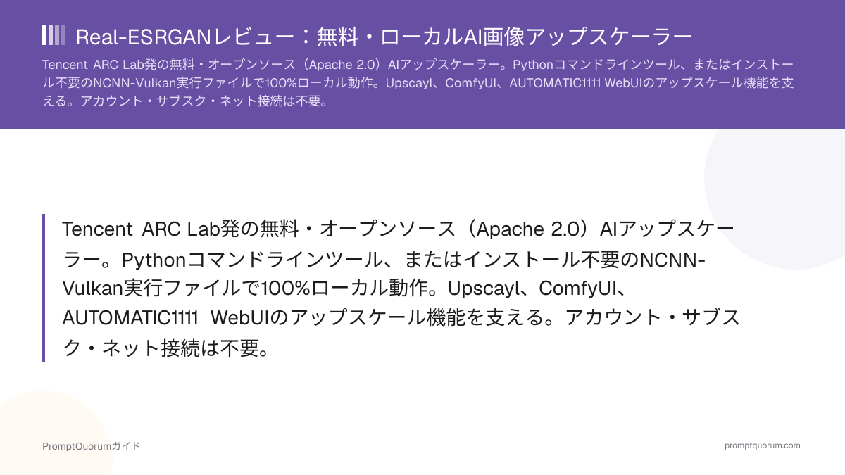 Real-ESRGANレビュー:無料・ローカルAI画像アップスケーラー