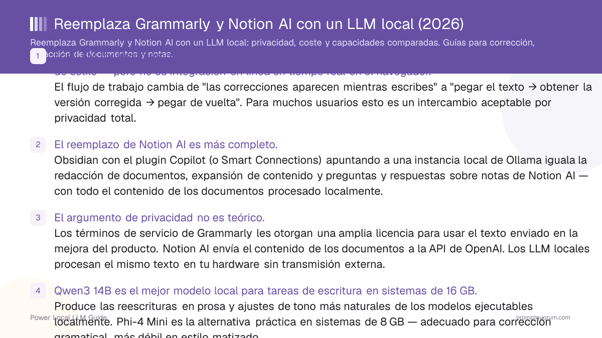 Reemplaza Grammarly y Notion AI con un LLM local (2026)