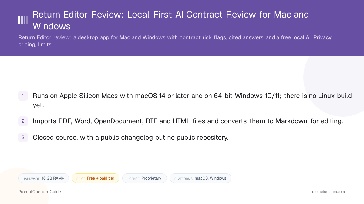 Return Editor Review: Local-First AI Contract Review for Mac and Windows