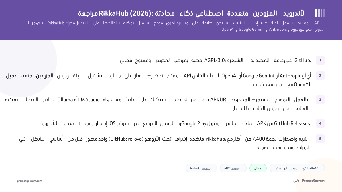 مراجعة RikkaHub: محادثة ذكاء اصطناعي متعددة المزودين لأندرويد