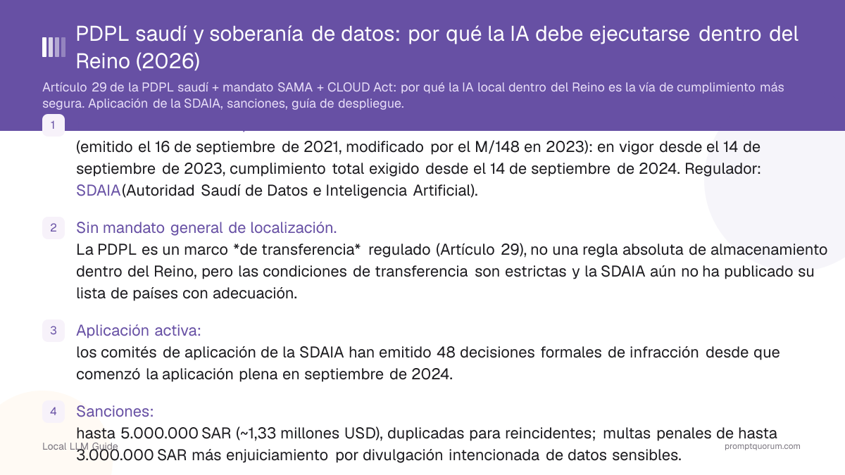 PDPL saudí y soberanía de datos: por qué la IA debe ejecutarse dentro del Reino (2026)