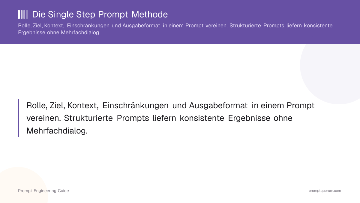 Die Single Step Prompt Methode