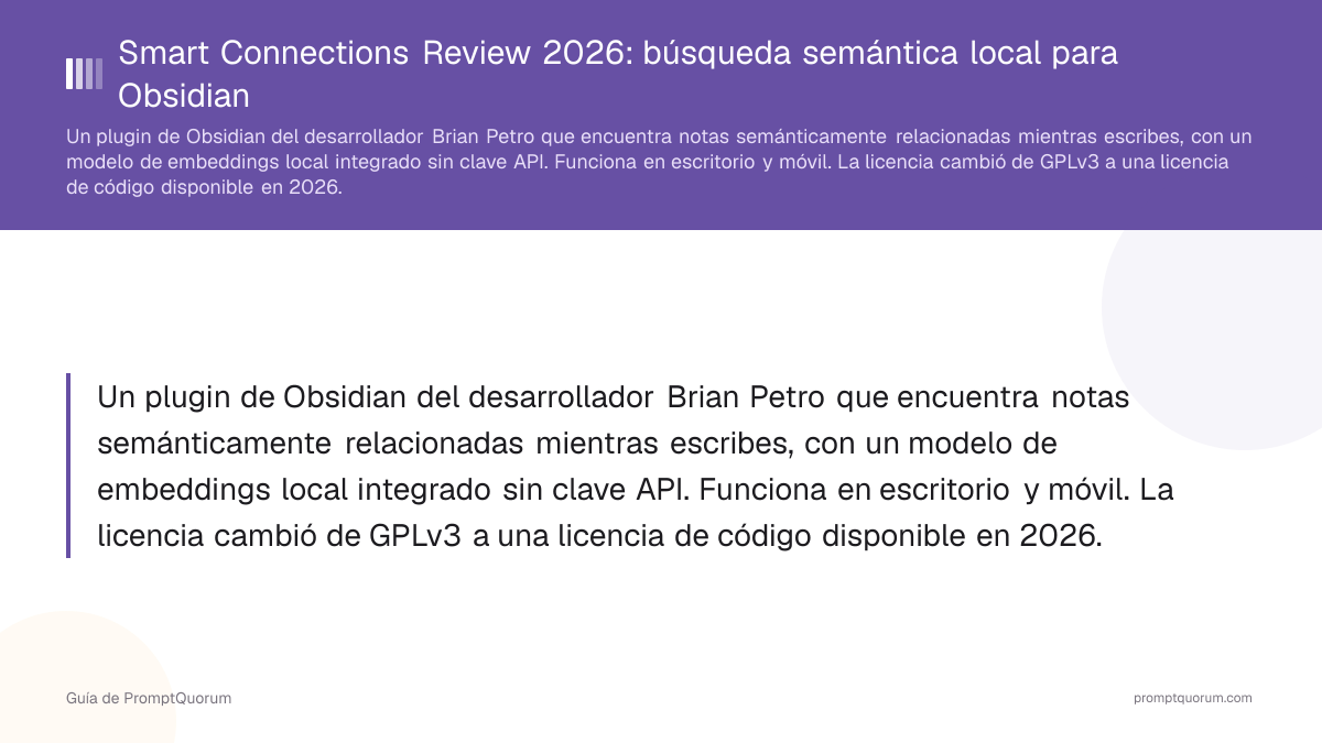 Smart Connections Review 2026: búsqueda semántica local para Obsidian