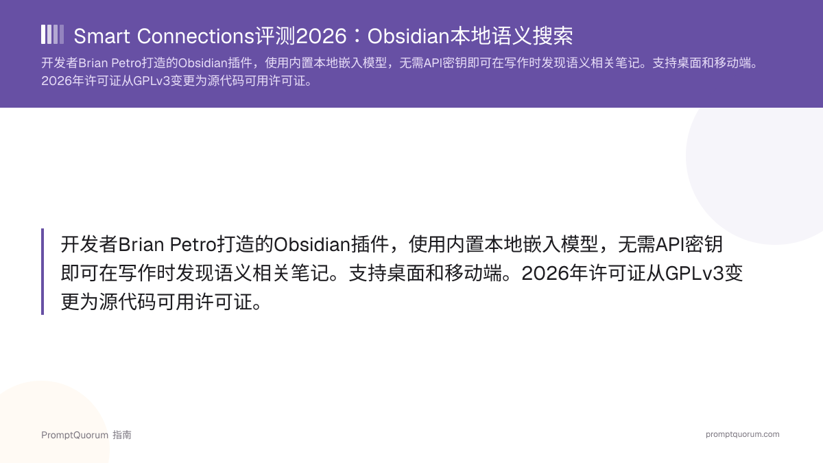 Smart Connections评测2026:Obsidian本地语义搜索