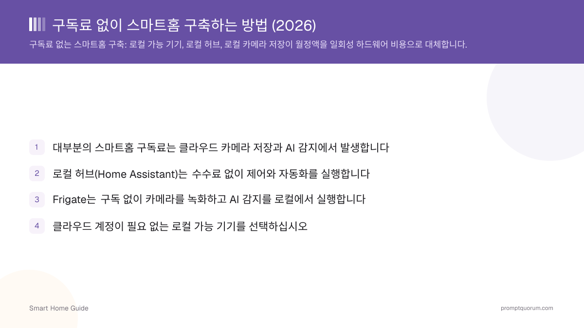 구독료 없이 스마트홈 구축하는 방법 (2026)
