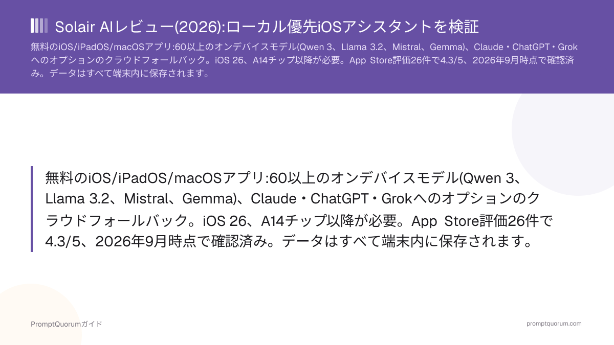Solair AIレビュー(2026):ローカル優先iOSアシスタントを検証