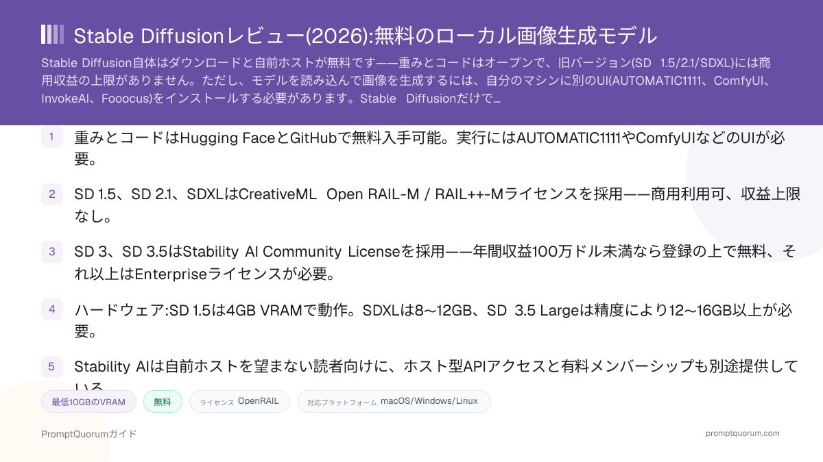 Stable Diffusionレビュー:無料のローカル画像生成モデル