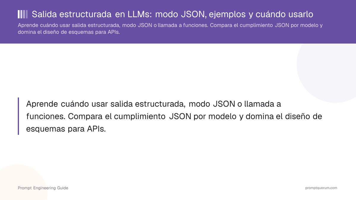 Salida estructurada en LLMs: modo JSON, ejemplos y cuándo usarlo