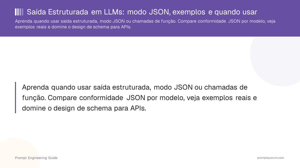 Saída Estruturada em LLMs: modo JSON, exemplos e quando usar