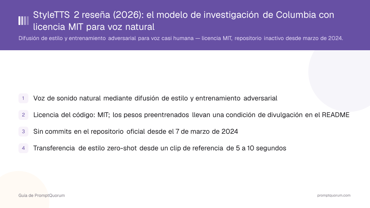 StyleTTS 2 reseña (2026): el modelo de investigación de Columbia con licencia MIT para voz natural