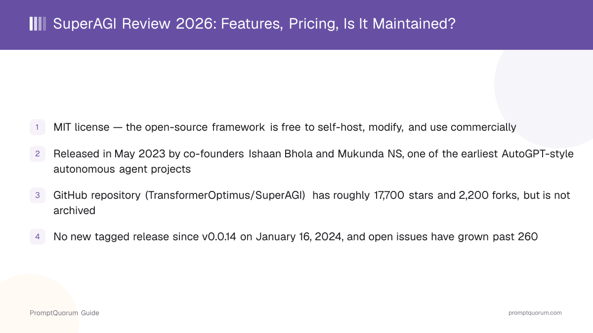 SuperAGI Review 2026: Features, Pricing, Is It Maintained?