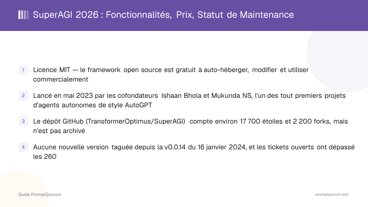 SuperAGI 2026 : Fonctionnalités, Prix, Statut de Maintenance