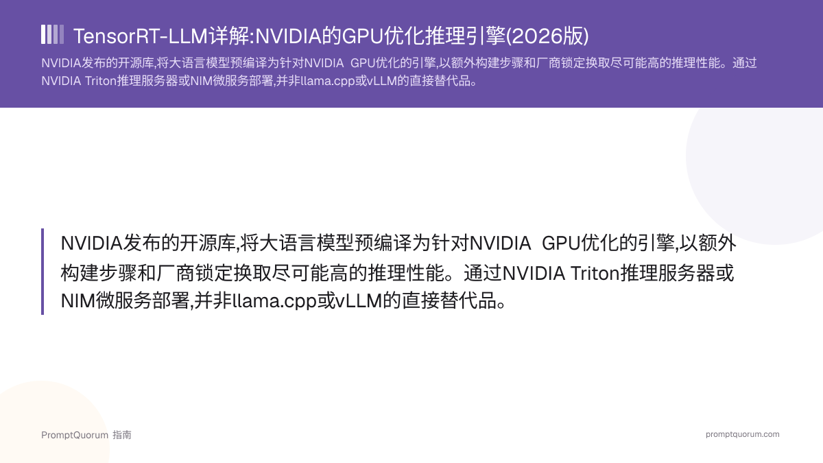 TensorRT-LLM详解:NVIDIA的GPU优化推理引擎(2026版)