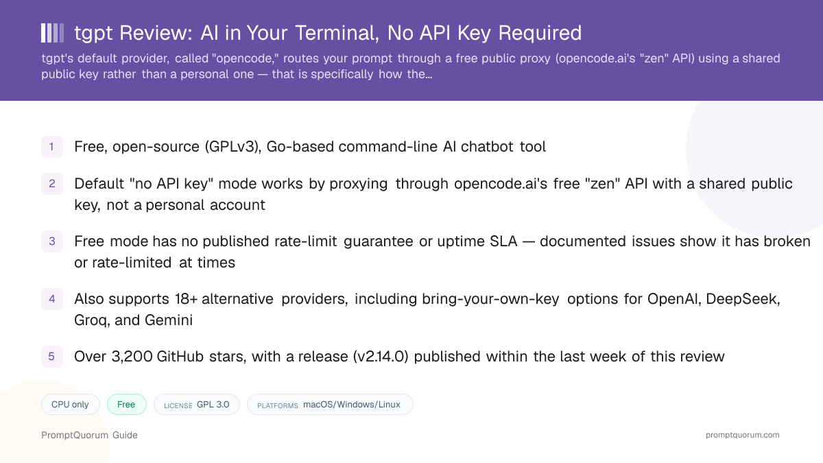tgpt Review: AI in Your Terminal, No API Key Required