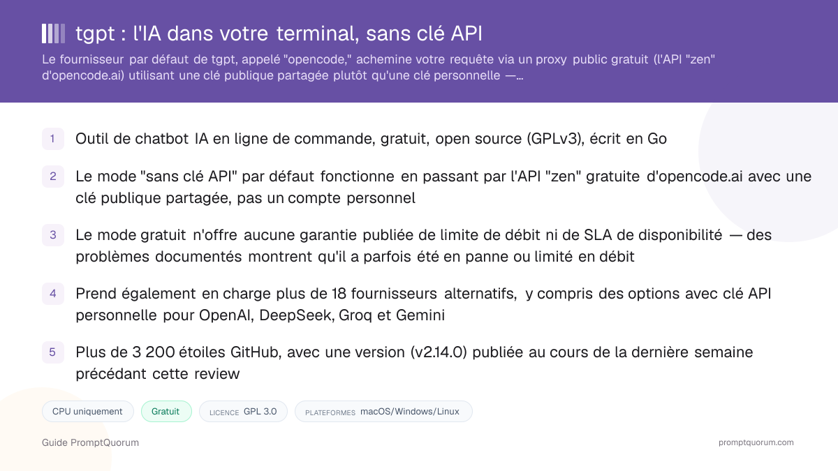 tgpt : l'IA dans votre terminal, sans clé API