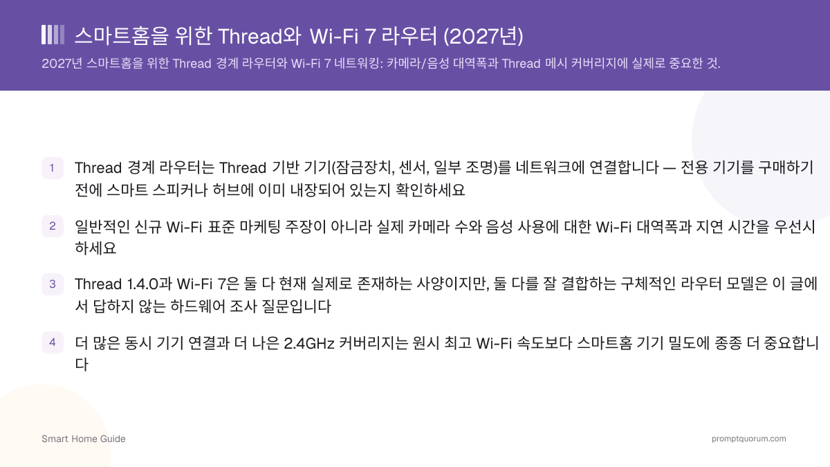 스마트홈을 위한 Thread와 Wi-Fi 7 라우터 (2026년)