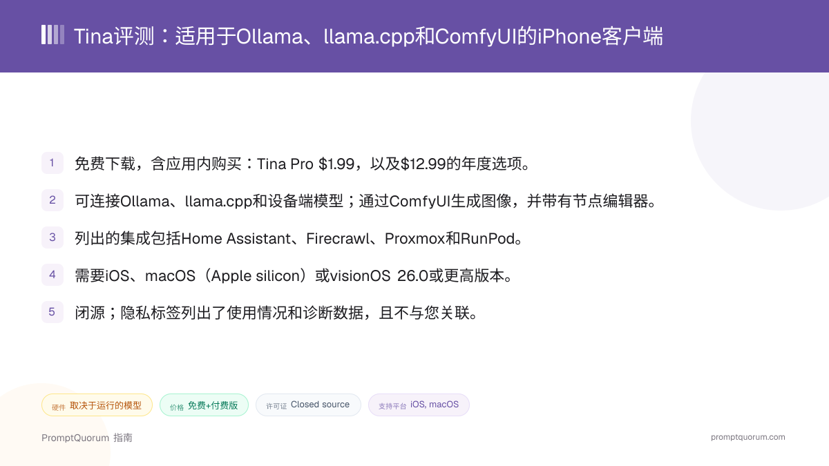 Tina评测:适用于Ollama、llama.cpp和ComfyUI的iPhone客户端