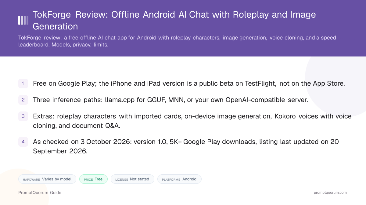 TokForge Review: Offline Android AI Chat with Roleplay and Image Generation