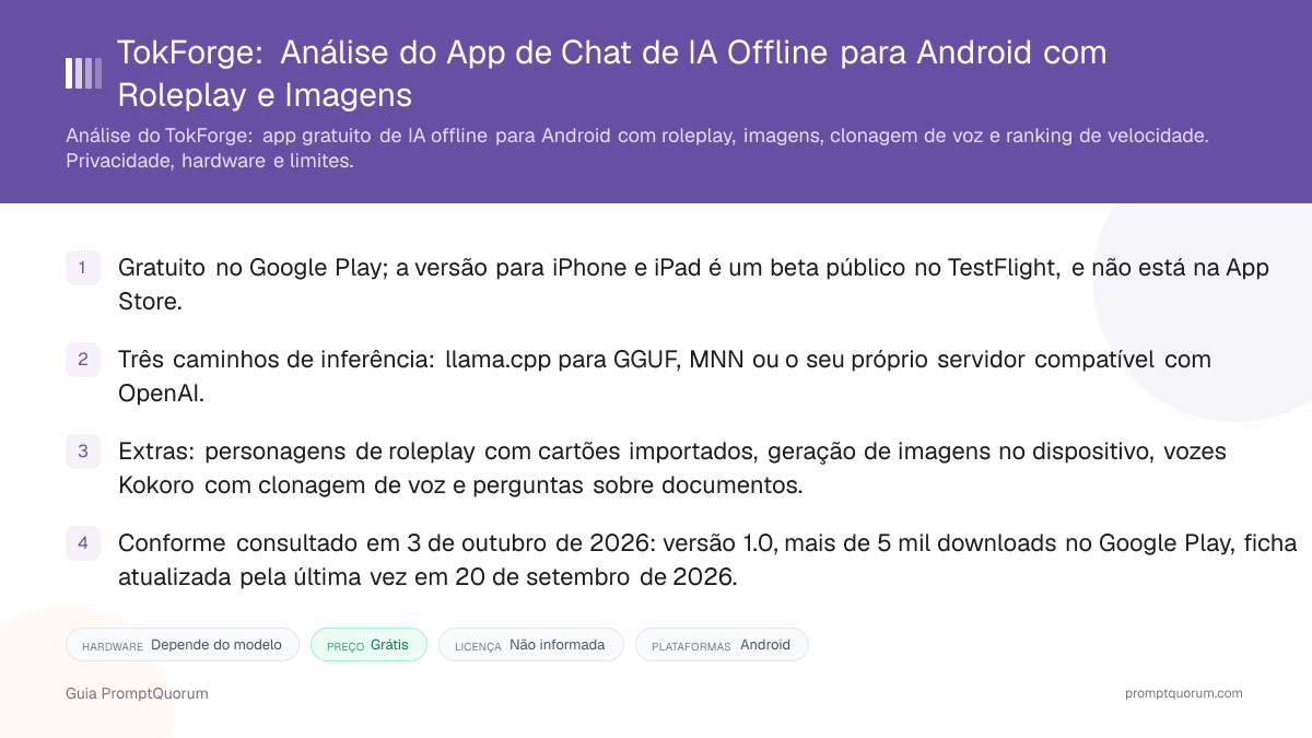 TokForge: Análise do App de Chat de IA Offline para Android com Roleplay e Imagens