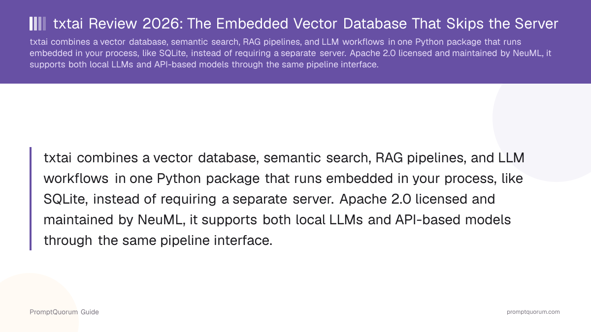 txtai Review 2026: The Embedded Vector Database That Skips the Server