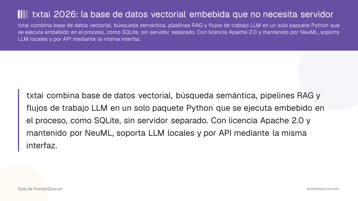 txtai 2026: la base de datos vectorial embebida que no necesita servidor