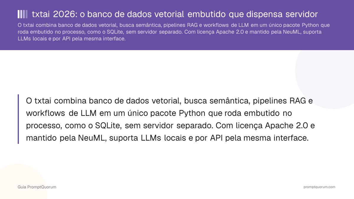 txtai 2026: o banco de dados vetorial embutido que dispensa servidor