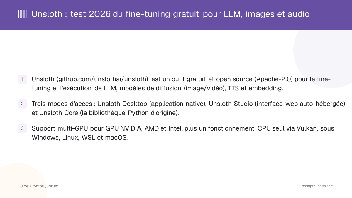 Unsloth : test 2026 du fine-tuning gratuit pour LLM, images et audio