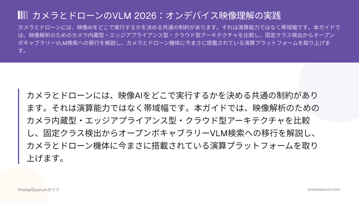 カメラとドローンのVLM 2026:オンデバイス映像理解の実践