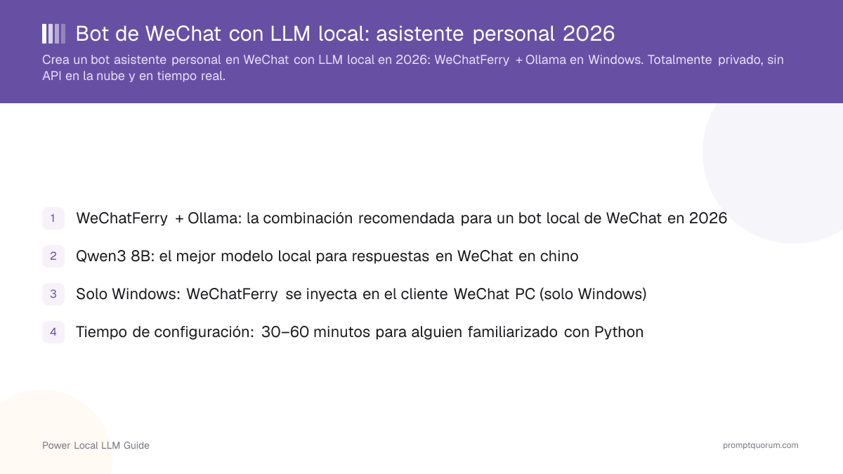 Bot de WeChat con LLM local: crea un asistente de IA privado (2026)