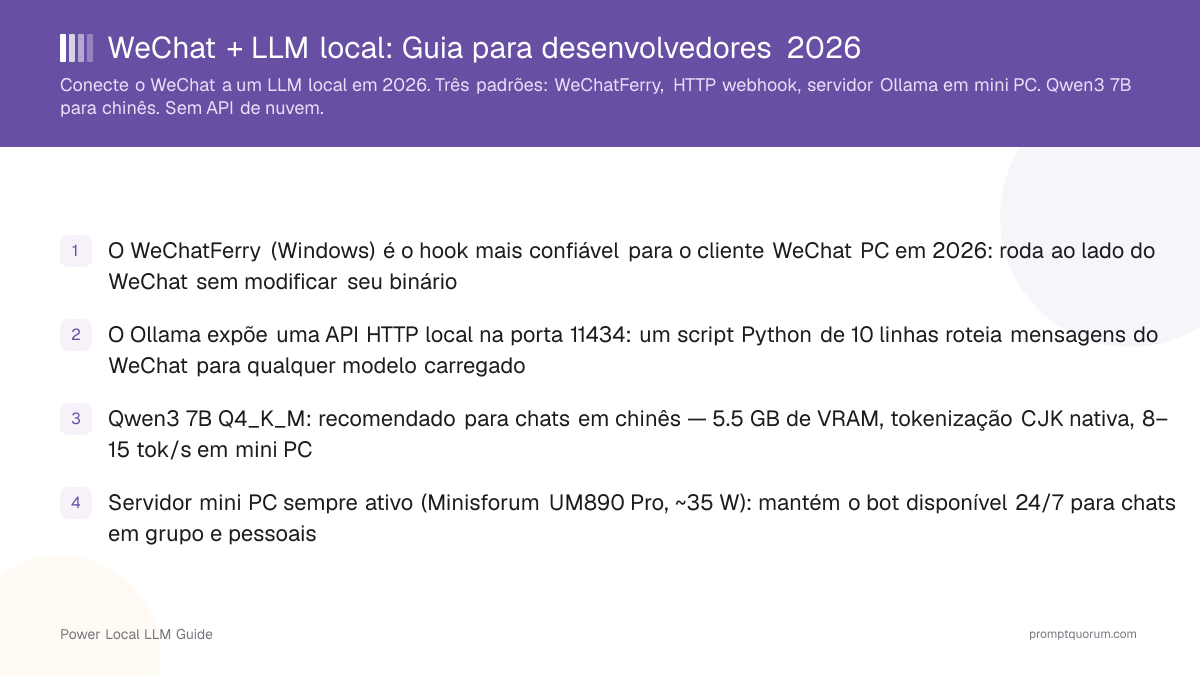 WeChat + LLM local: Guia para desenvolvedores 2026