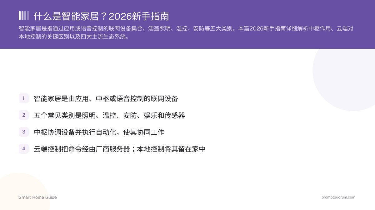 什么是智能家居?设备类别与中枢入门 2026新手指南
