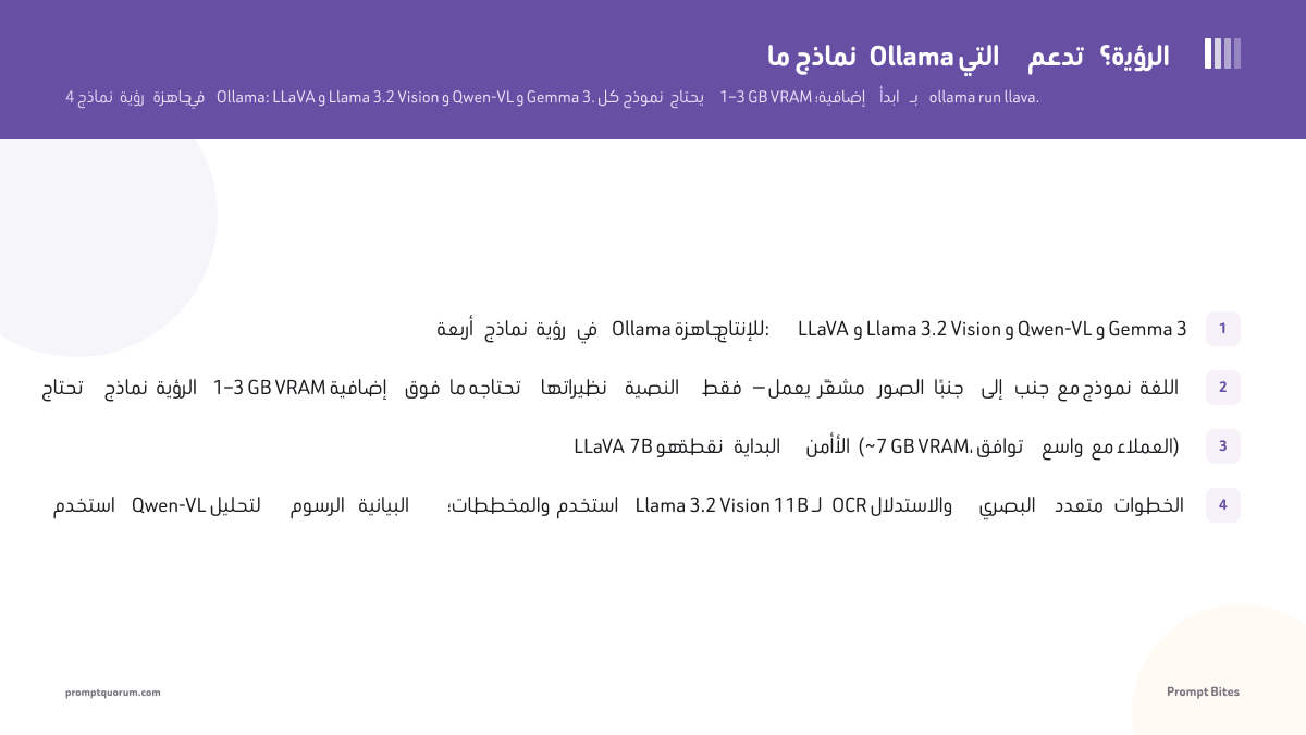 ما نماذج Ollama التي تدعم الرؤية؟