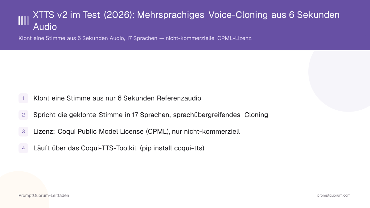 XTTS v2 im Test (2026): Mehrsprachiges Voice-Cloning aus 6 Sekunden Audio
