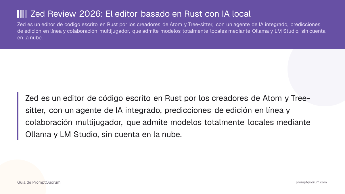Zed Review 2026: El editor basado en Rust con IA local