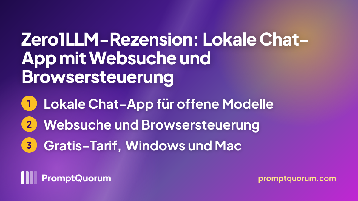 Zero1LLM-Rezension: Lokale Chat-App mit Websuche und Browsersteuerung