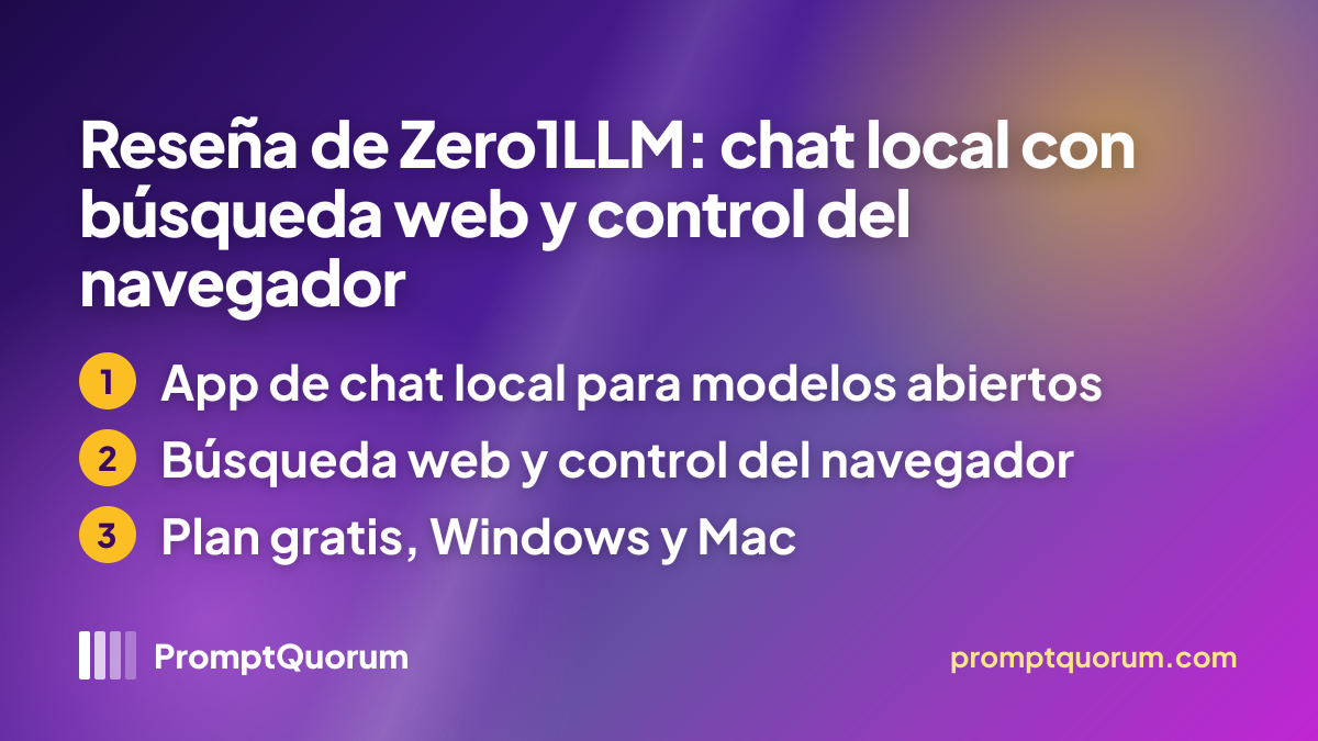 Reseña de Zero1LLM: chat local con búsqueda web y control del navegador