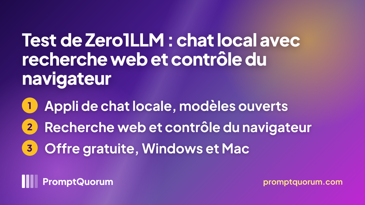 Test de Zero1LLM : chat local avec recherche web et contrôle du navigateur